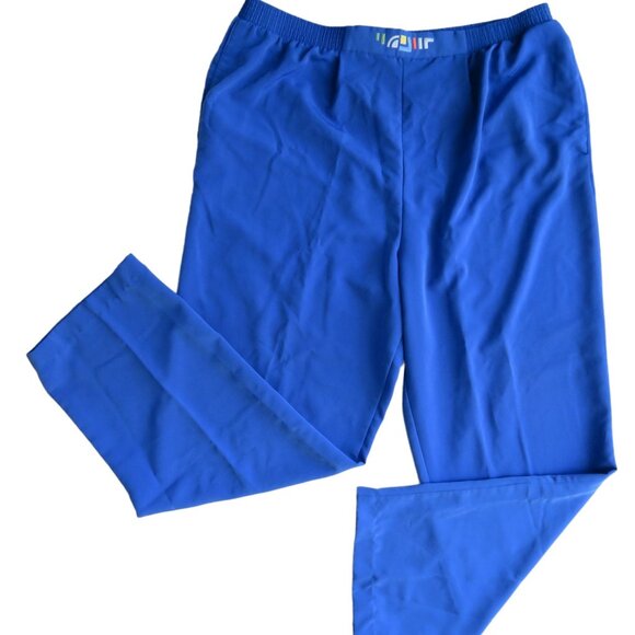 Vintage Brenda Goode Womens L Blue Elastic Waist Pull-On Pants Pockets Modest - Picture 2 of 16